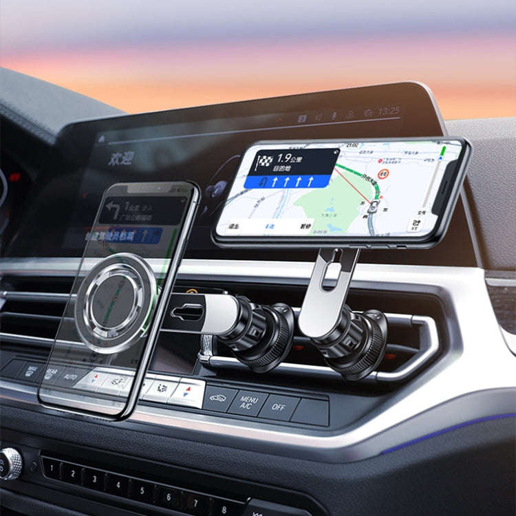 720 Degree Rotating Air Outlet Car Phone Holder Universal Magnetic Navigation Bracket(Silver)