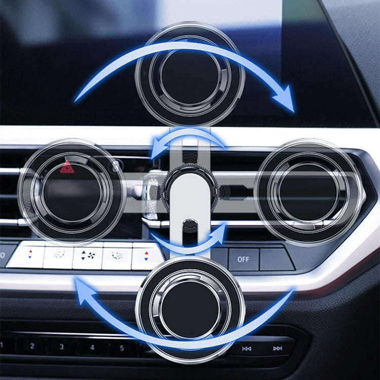 720 Degree Rotating Air Outlet Car Phone Holder Universal Magnetic Navigation Bracket(Silver)