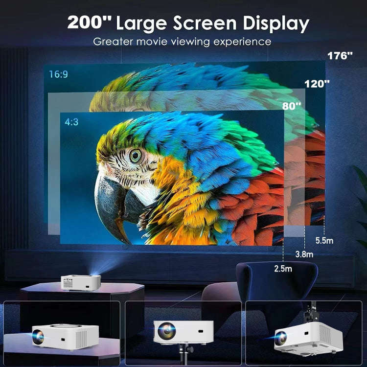 Home HD Projector 1080P Bluetooth WIFI Mobile Phone Smart Projector, Specification: EU Plug(2+16G)