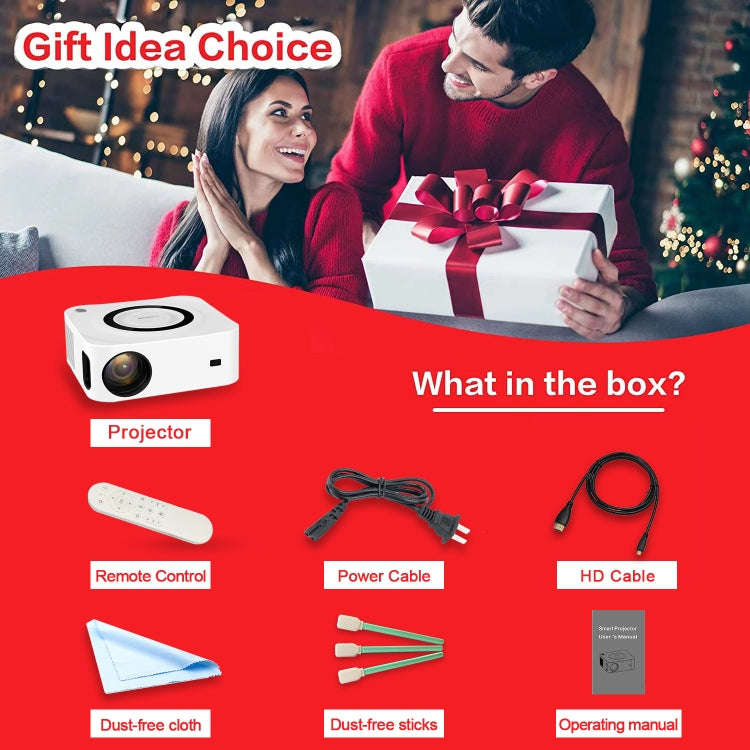 Home HD Projector 1080P Bluetooth WIFI Mobile Phone Smart Projector, Specification: EU Plug(2+16G)