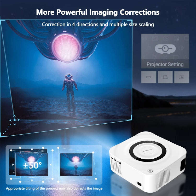 Home HD Projector 1080P Bluetooth WIFI Mobile Phone Smart Projector, Specification: EU Plug(2+16G)