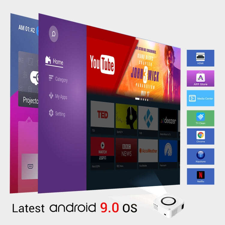 Home HD Projector 1080P Bluetooth WIFI Mobile Phone Smart Projector, Specification: EU Plug(2+16G)