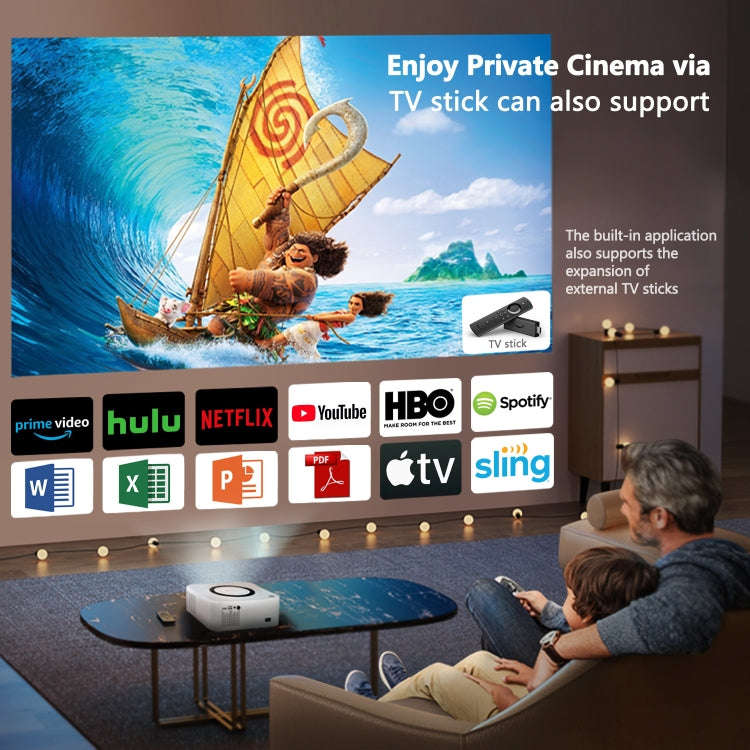 Home HD Projector 1080P Bluetooth WIFI Mobile Phone Smart Projector, Specification: EU Plug(2+16G)
