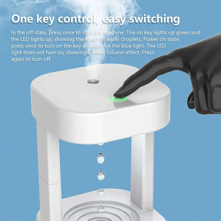 580ml Anti-gravity Humidifier Water Droplet Backflow Atomizer Aromatherapy Machine(Colorful Light)