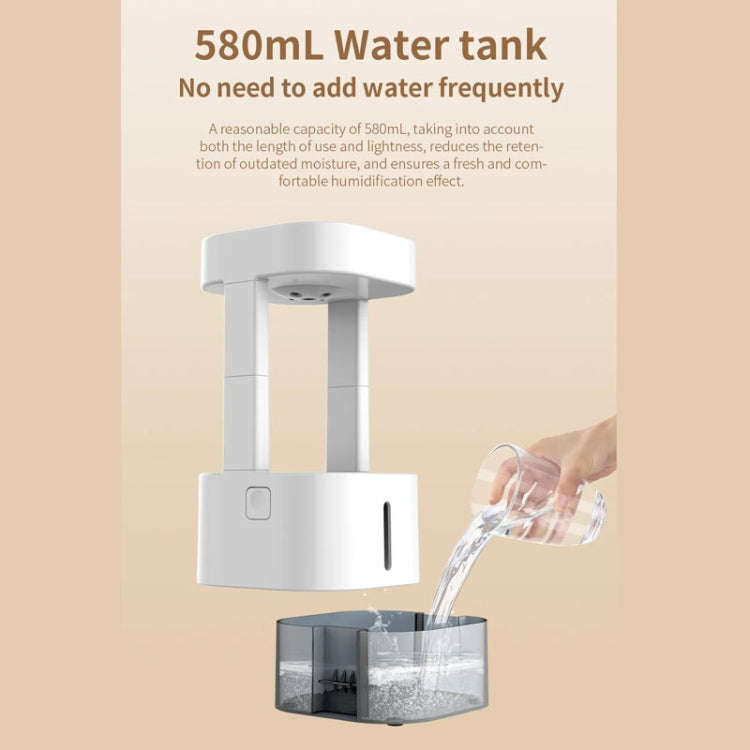 580ml Anti-gravity Humidifier Water Droplet Backflow Atomizer Aromatherapy Machine(Colorful Light)