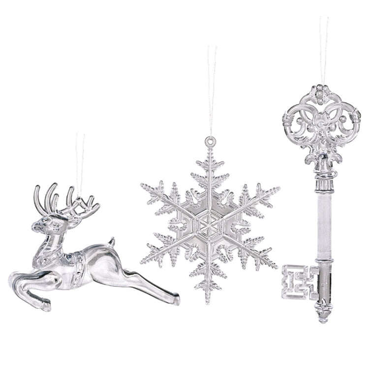 4pcs /Pack Key Type Christmas Acrylic Transparent Pendants Christmas Tree Decorations
