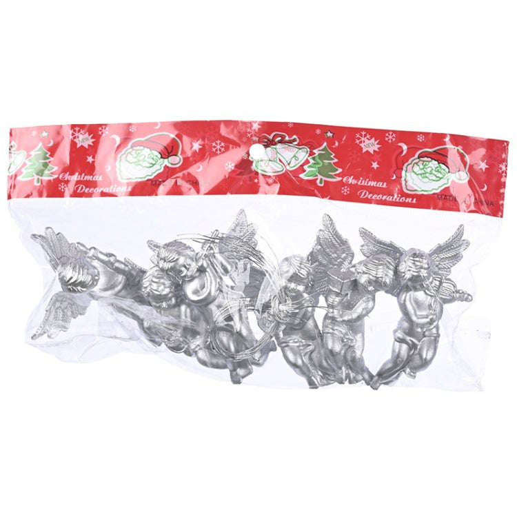 6pcs /Pack Christmas Angel Pendant Decoration Electroplated Semi-Dimensional Hanging Ornament(Sil...