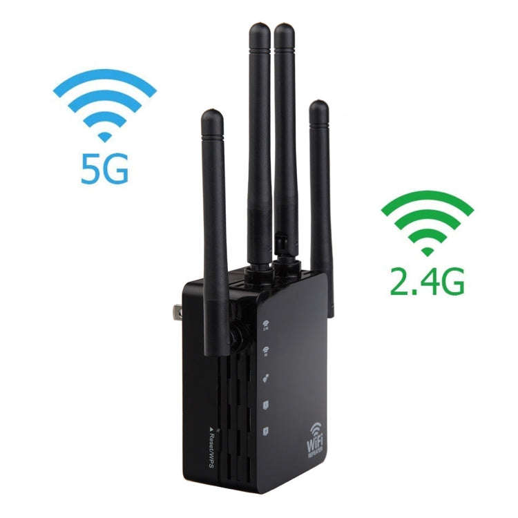 5G/2.4G 1200Mbps WiFi Range Extender WiFi Repeater With 2 Ethernet Ports US Plug White