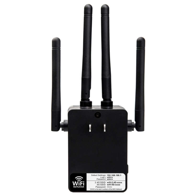 5G/2.4G 1200Mbps WiFi Range Extender WiFi Repeater With 2 Ethernet Ports US Plug White