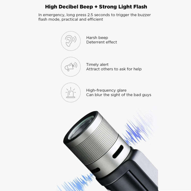 Nextool  6-In-1 Outdoor Emergency Flashlight  Zoomable Alarm Camping Work Light(Black)