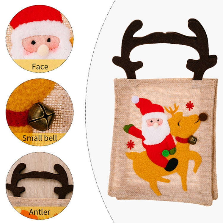 Christmas Decoration Riding Deer Tote Bag Kids Candy Cartoon Gift Bag, Style: Antlers Old Man