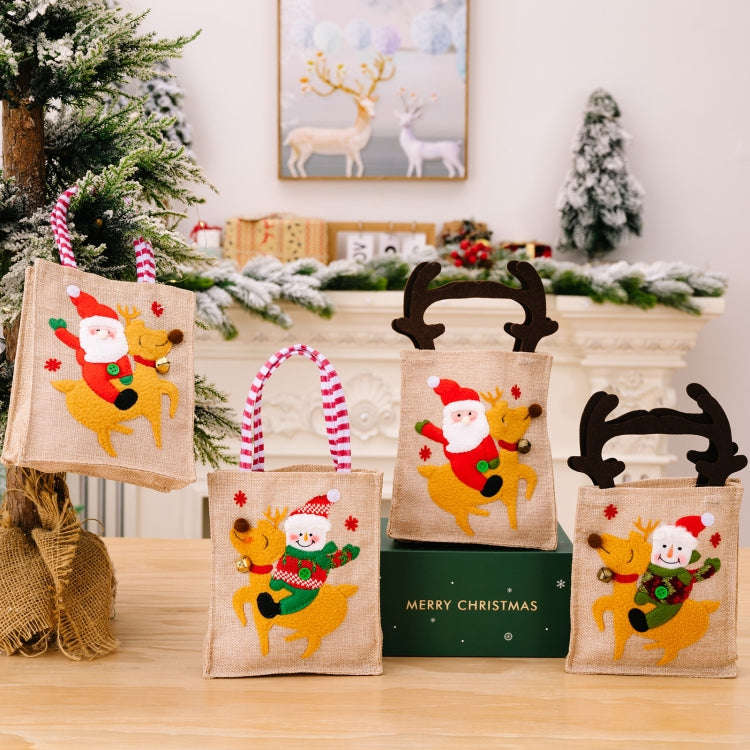 Christmas Decoration Riding Deer Tote Bag Kids Candy Cartoon Gift Bag, Style: Antlers Old Man