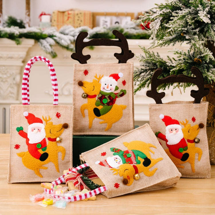 Christmas Decoration Riding Deer Tote Bag Kids Candy Cartoon Gift Bag, Style: Antlers Old Man
