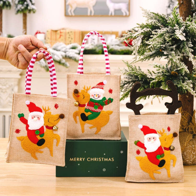 Christmas Decoration Riding Deer Tote Bag Kids Candy Cartoon Gift Bag, Style: Antlers Old Man