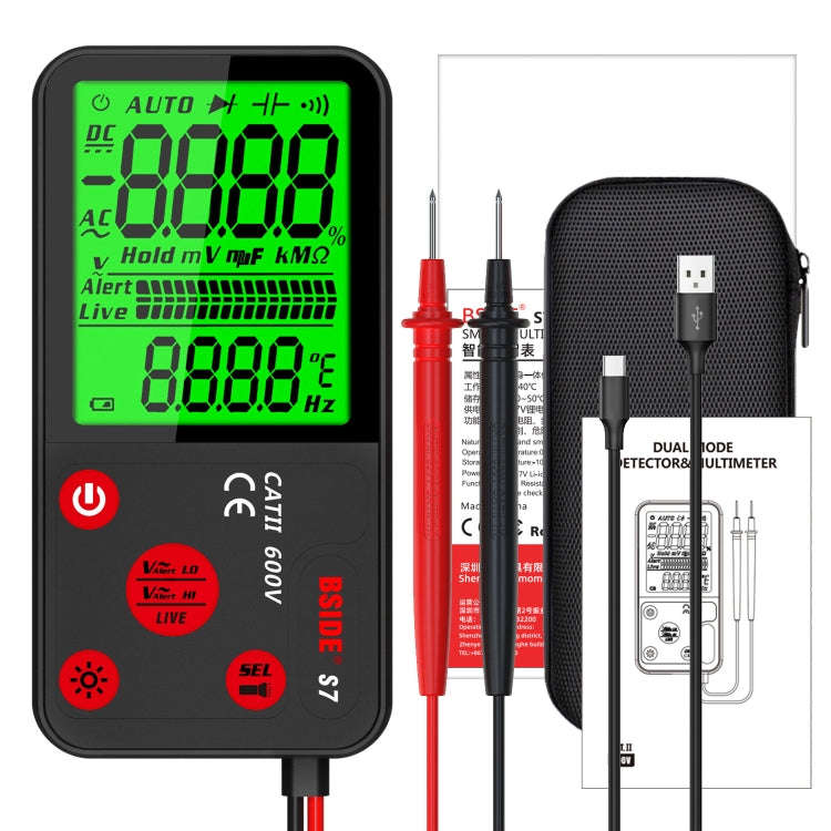 BSIDE ADMS7 Smart Thin Digital Multimeter Counts DC AC Voltmeter, Model: Charging Model With Tool...