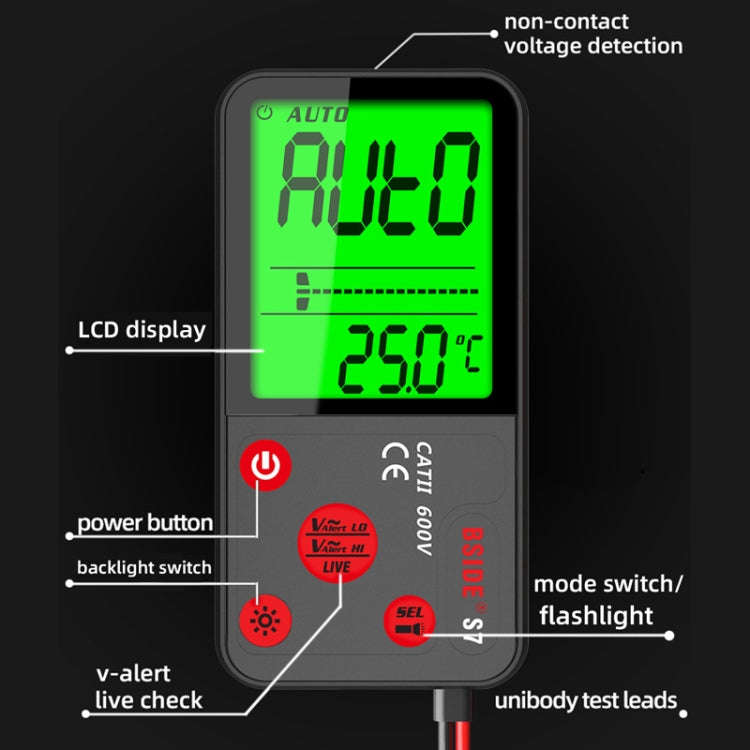 BSIDE ADMS7 Smart Thin Digital Multimeter Counts DC AC Voltmeter, Model: Charging Model With Tool...
