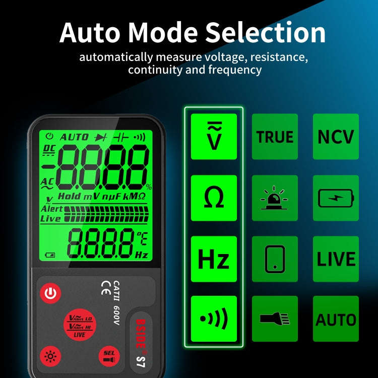 BSIDE ADMS7 Smart Thin Digital Multimeter Counts DC AC Voltmeter, Model: Charging Model With Tool...