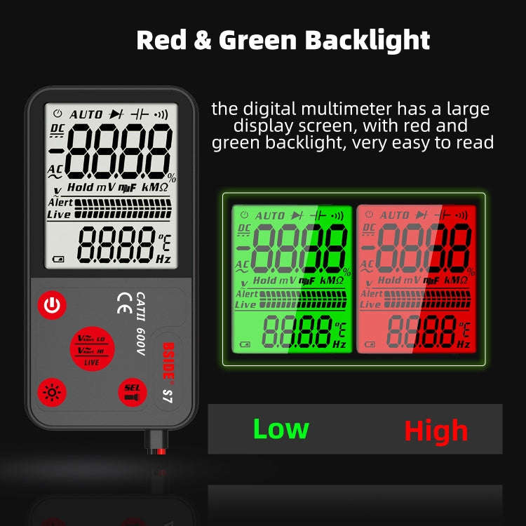 BSIDE ADMS7 Smart Thin Digital Multimeter Counts DC AC Voltmeter, Model: Charging Model With Tool...
