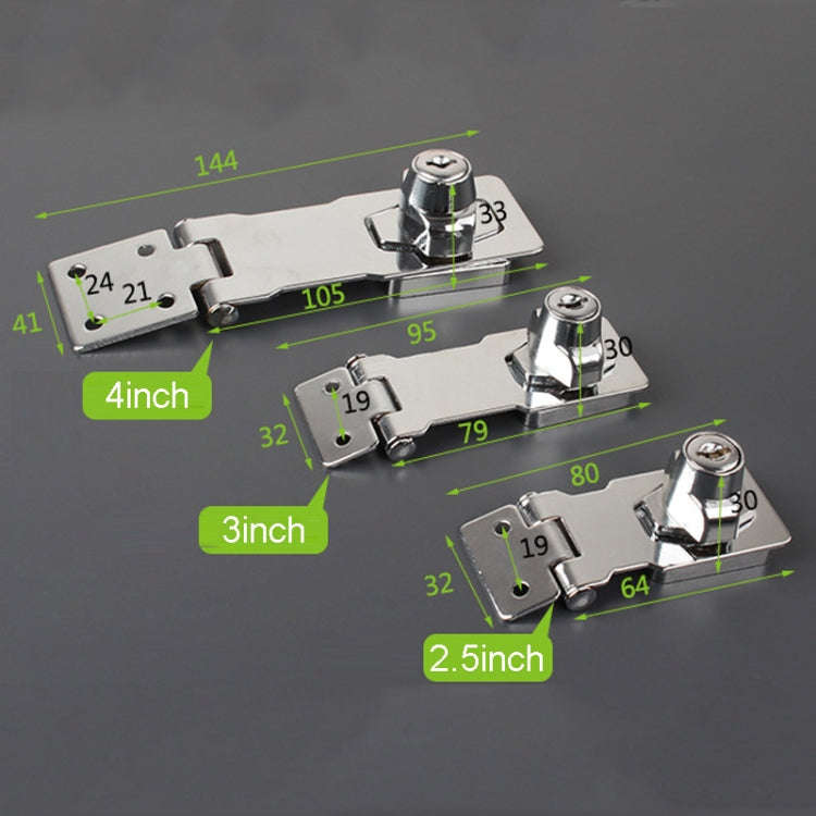 4 inch Interlocking No Hole Hook With Locking Hasp Chest Of Drawers Door Lock With Iron Key