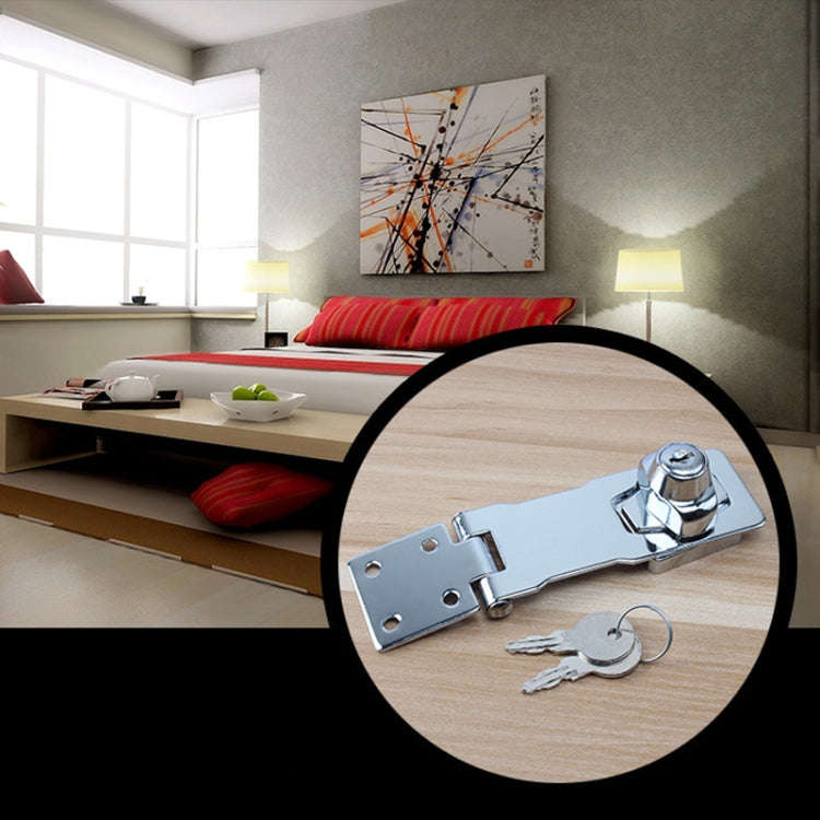 4 inch Interlocking No Hole Hook With Locking Hasp Chest Of Drawers Door Lock With Iron Key