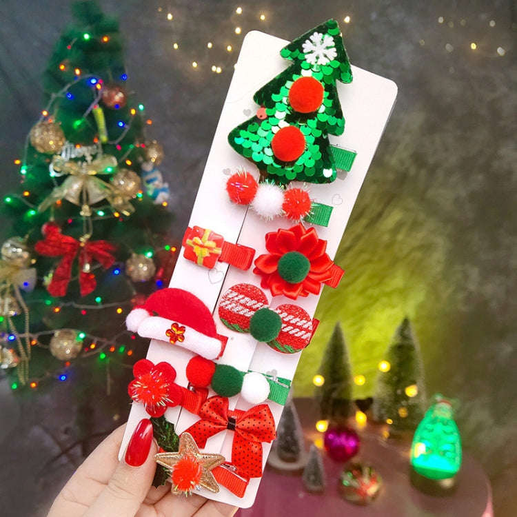 10-in-1 Children Hairpin Set Cute Girls Christmas Hairpins, Style: NO.4 Christmas Tree