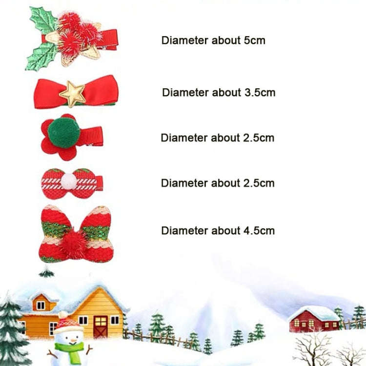 5pcs /Set Christmas Hairpin Set Snowman Bow Duckbill Clip Children Cute Hair Accessories, Style: ...