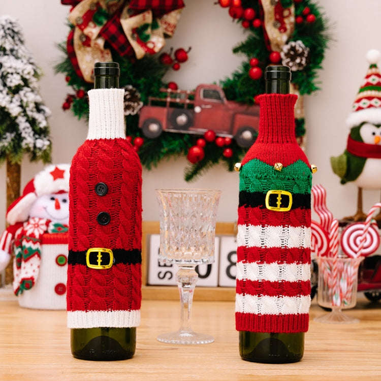 Christmas Knitted Wine Bottle Cover Festival Restaurant Decorations(Belt)