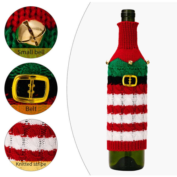 Christmas Knitted Wine Bottle Cover Festival Restaurant Decorations(Belt)