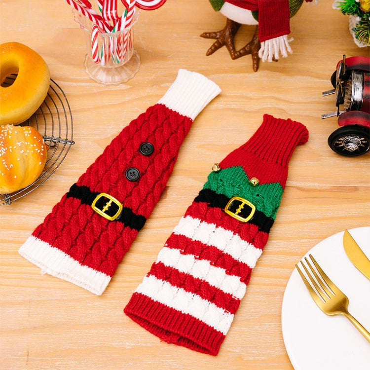 Christmas Knitted Wine Bottle Cover Festival Restaurant Decorations(Belt)