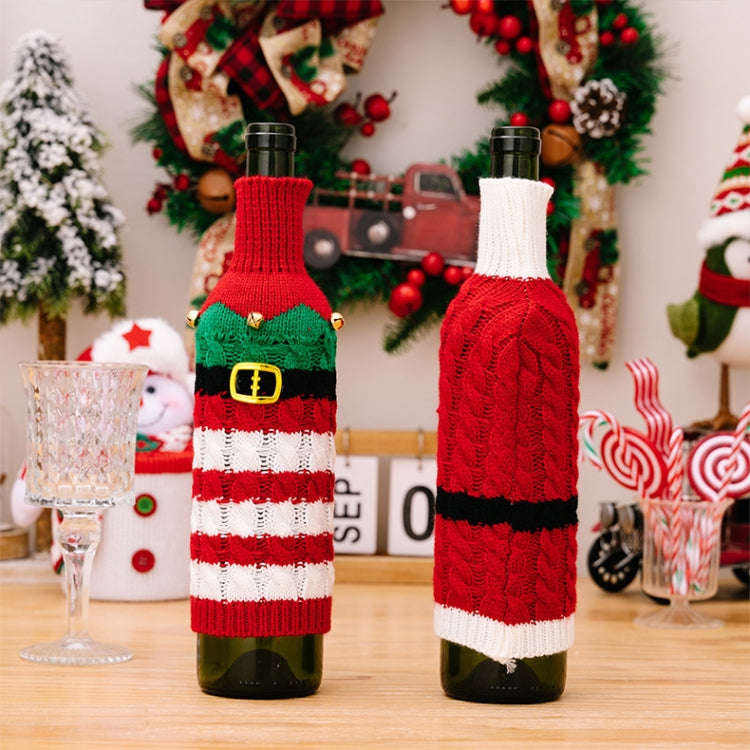 Christmas Knitted Wine Bottle Cover Festival Restaurant Decorations(Belt)