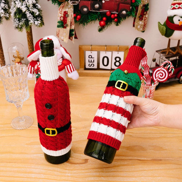 Christmas Knitted Wine Bottle Cover Festival Restaurant Decorations(Belt)