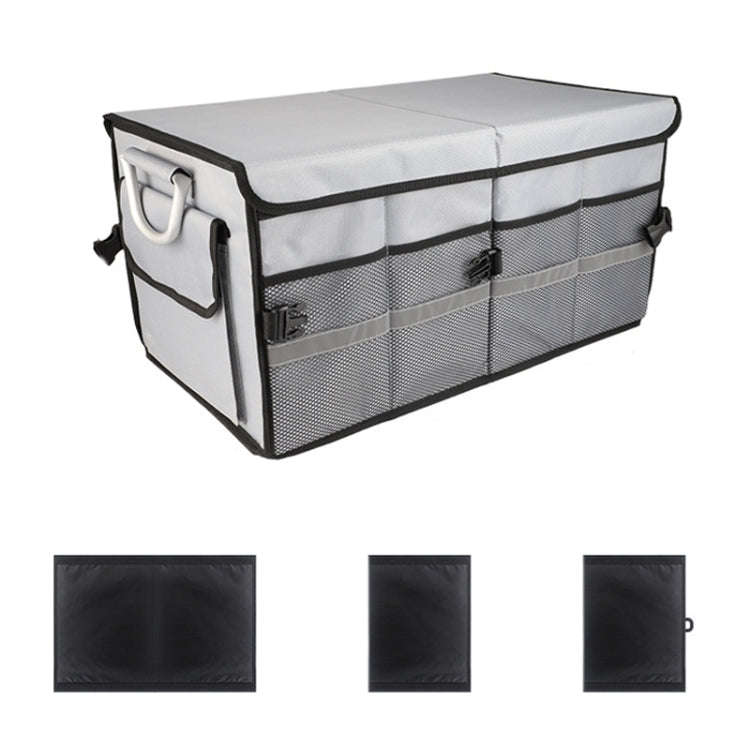 Car Trunk Storage Box Oxford Cloth Folding Organizer With Reflective Strips, Color: Large Gray