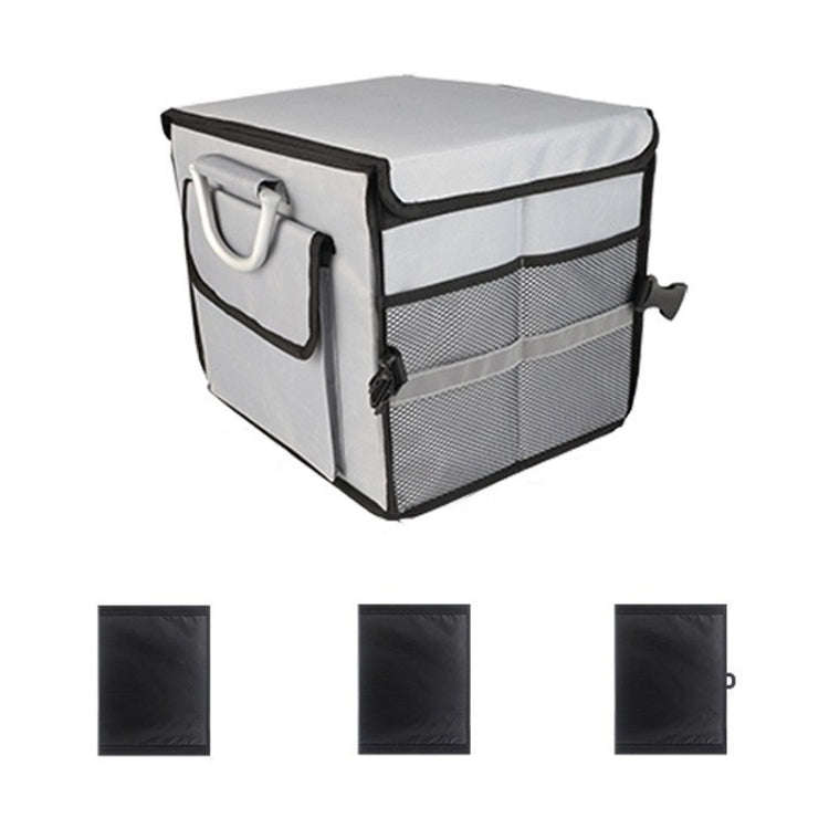 Car Trunk Storage Box Oxford Cloth Folding Organizer With Reflective Strips, Color: Small Gray
