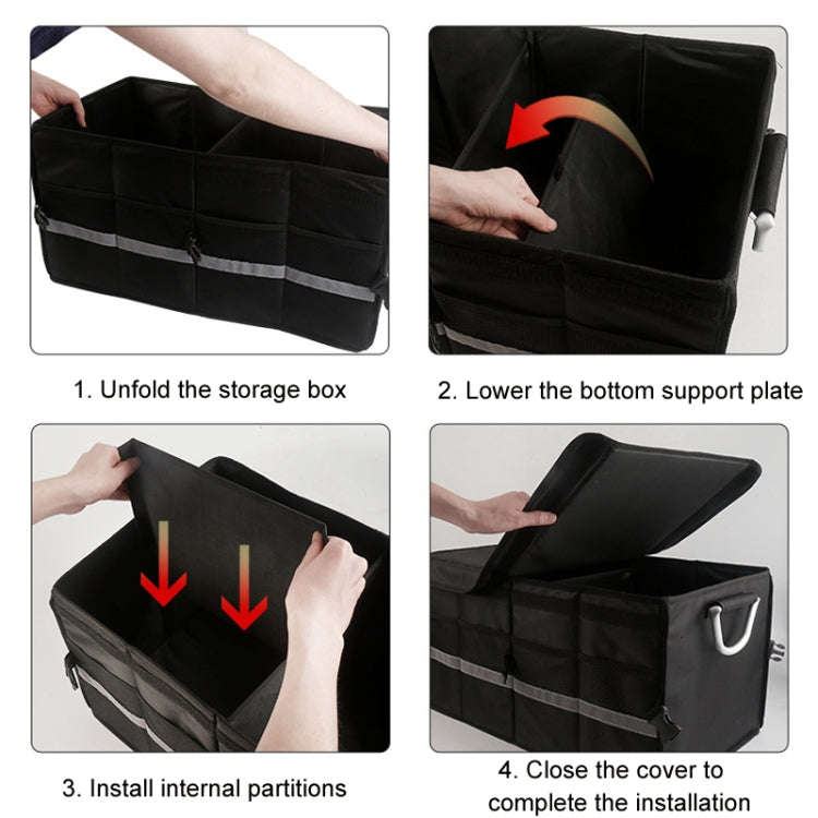 Car Trunk Storage Box Oxford Cloth Folding Organizer With Reflective Strips, Color: Small Gray