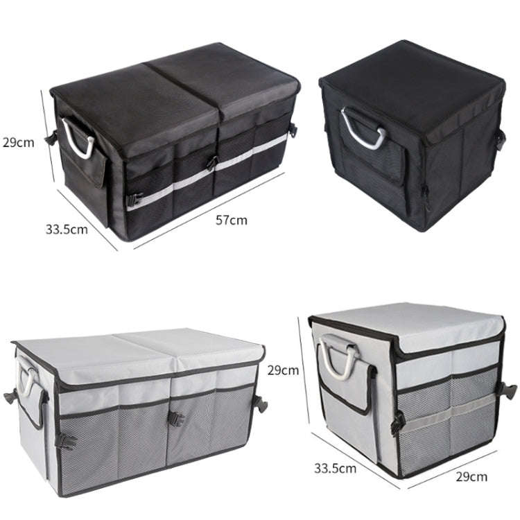 Car Trunk Storage Box Oxford Cloth Folding Organizer With Reflective Strips, Color: Small Gray
