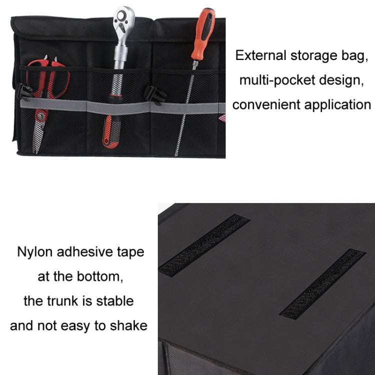 Car Trunk Storage Box Oxford Cloth Folding Organizer With Reflective Strips, Color: Small Gray