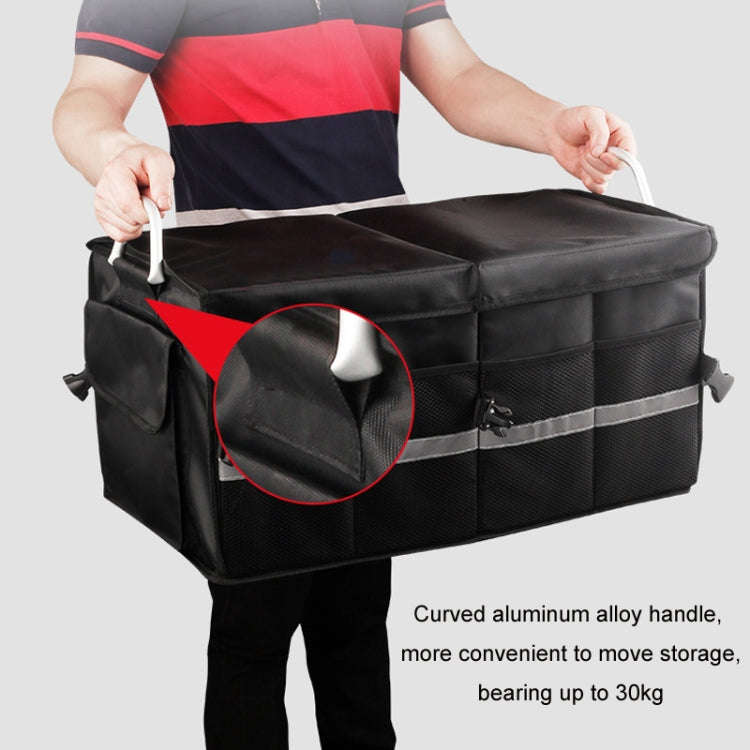 Car Trunk Storage Box Oxford Cloth Folding Organizer With Reflective Strips, Color: Small Gray