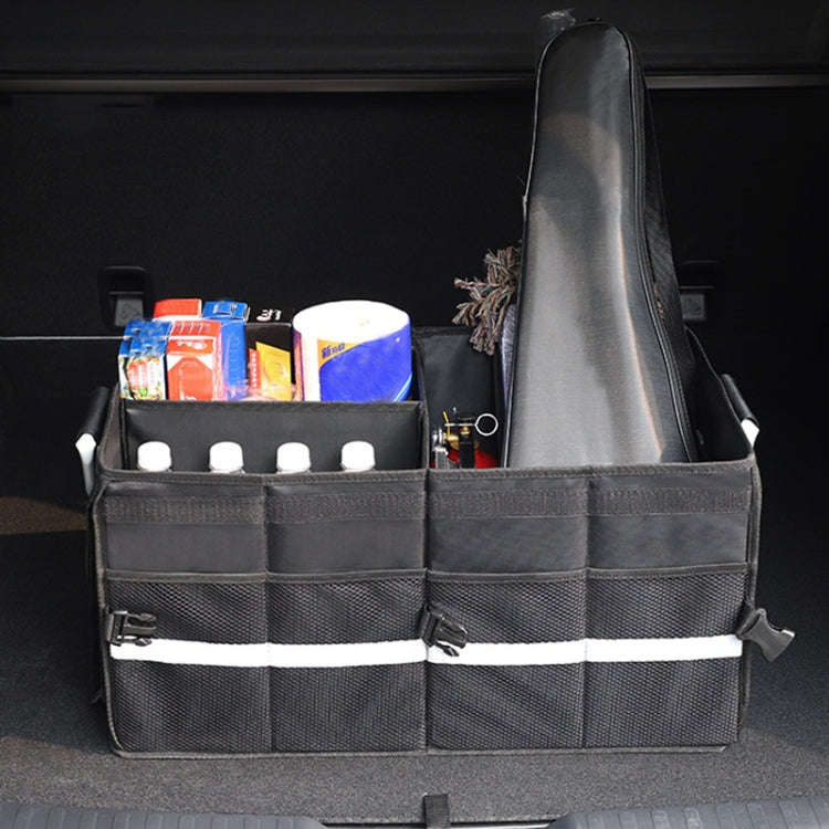 Car Trunk Storage Box Oxford Cloth Folding Organizer With Reflective Strips, Color: Small Gray