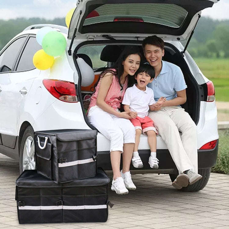 Car Trunk Storage Box Oxford Cloth Folding Organizer With Reflective Strips, Color: Small Gray