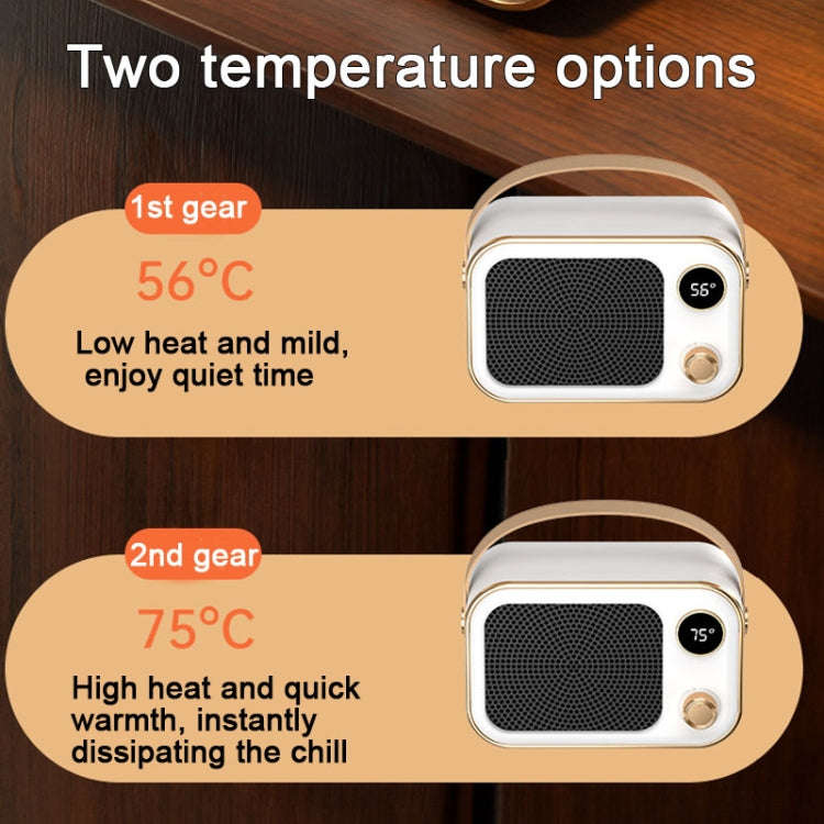 1200W Electric Heater Winter Hand Warmer with Screen Display,EU Plug(White)