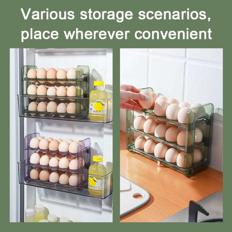 Refrigerator Flip-Type Eggs Storage Rack Egg Fresh-keeping Box, Size: Large(Transparent)