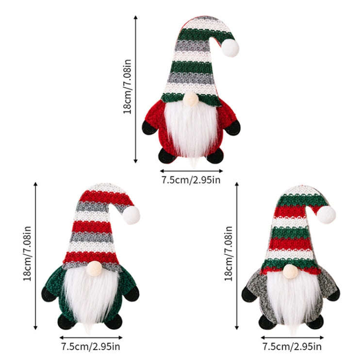 Christmas Table Decoration Cartoon Knitted Striped Knife and Fork Cover(Red)