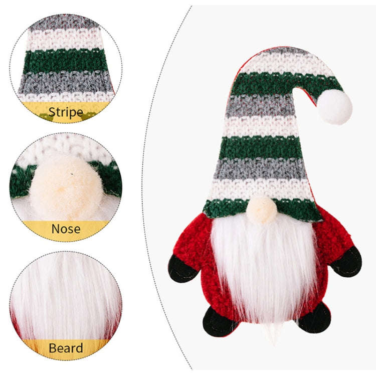 Christmas Table Decoration Cartoon Knitted Striped Knife and Fork Cover(Red)