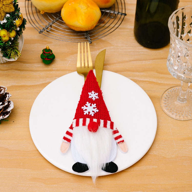 Christmas Table Decoration Props Cartoon Knife and Fork Decorative Cover(Snowflake)
