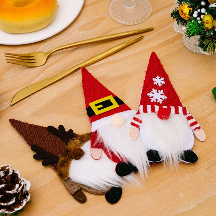 Christmas Table Decoration Props Cartoon Knife and Fork Decorative Cover(Snowflake)