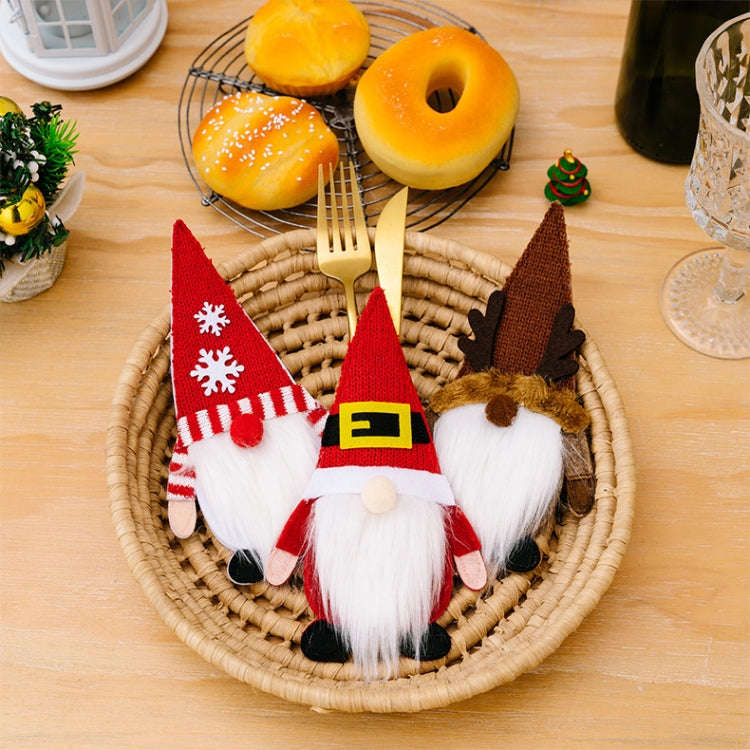 Christmas Table Decoration Props Cartoon Knife and Fork Decorative Cover(Snowflake)