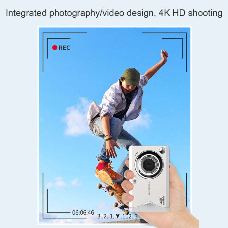 4K HD 3.0-Inch IPS Screen Autofocus HD Digital Camera(White)
