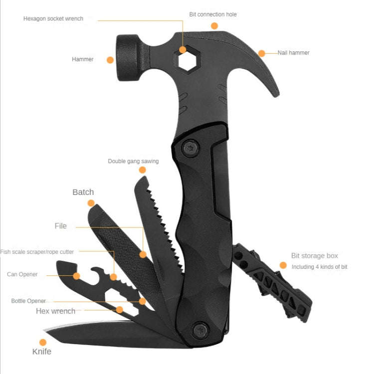 Multifunctional Life-saving Claw Hammer Car Survival Tools Foldable Outdoor Tool Hammer(Red)