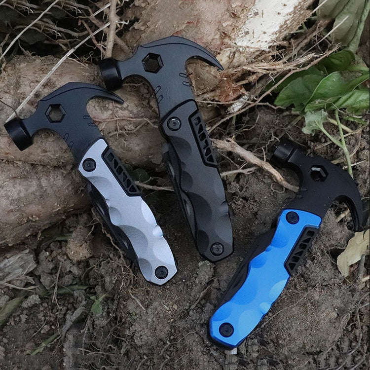 Multifunctional Life-saving Claw Hammer Car Survival Tools Foldable Outdoor Tool Hammer(Red)