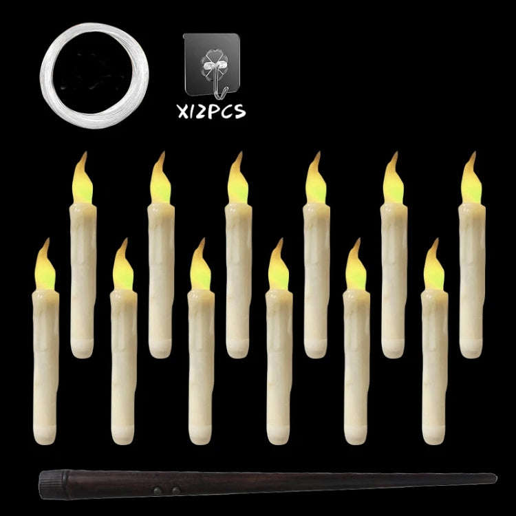 12pcs /Set LED Floating Candles Lights With Remote Control Christmas Halloween Decoration, Style:...